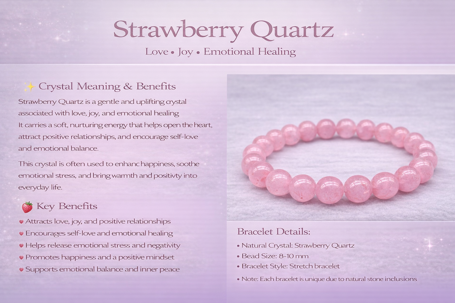 Strawberry Quartz Bracelet